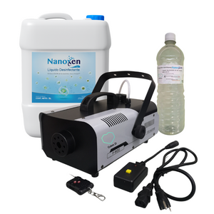Maquina de Humo desinfectante termonebulizadora 900W+ 1 Litro de Nanoxen Sanitizante